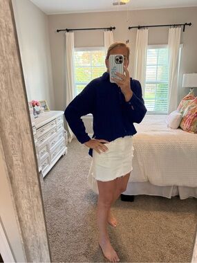 NWT Zenana Blue / Purple Button-Up Top with raw hem sz small